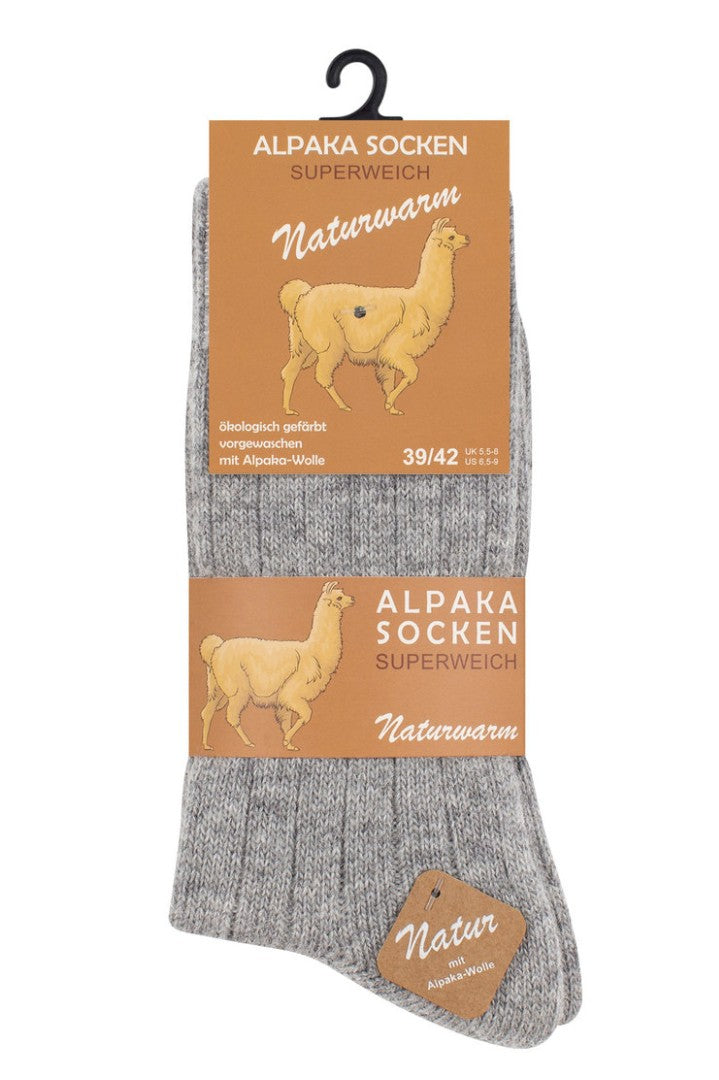 Alpakawollsocken in Beigetönen, Feinstrick, 2er-Pack