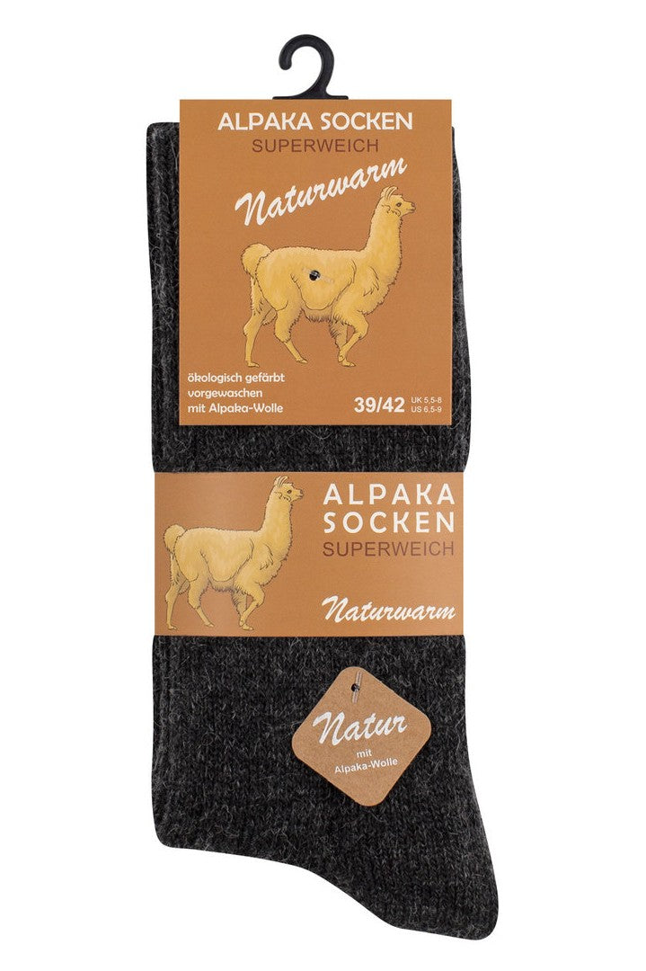 Alpakawollsocken in Grautönen, Feinstrick, 2er-Pack