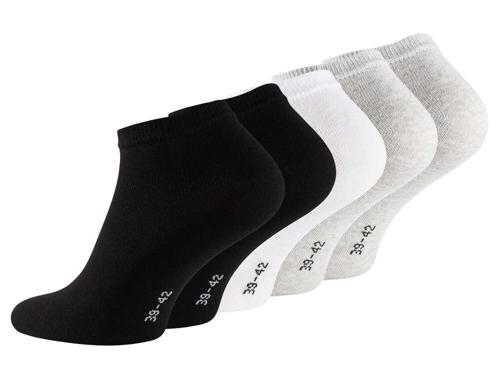 Baumwoll-Söckchen, 5er-Pack, Schwarz/Weiß/Grau
