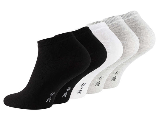 Baumwoll-Söckchen, 5er-Pack, Schwarz/Weiß/Grau